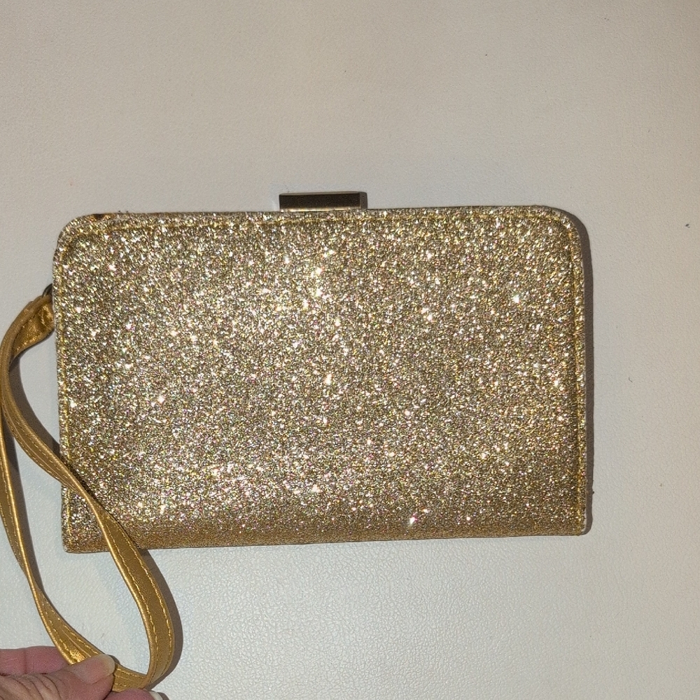 Elegant Gold Glitter Wristlet Wallet
